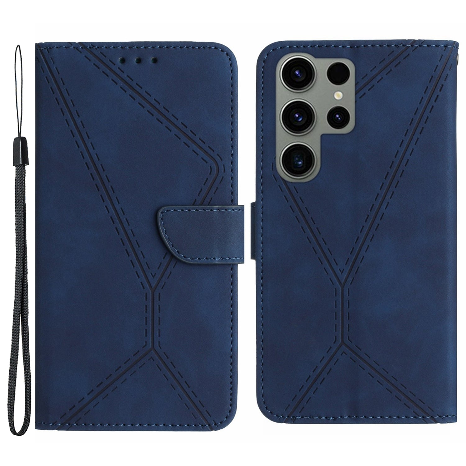 HT05 For Samsung Galaxy S23 Ultra Phone Wallet Case Imprinted Line Leather Stand Phone Cover HT05 For Samsung Galaxy S23 Ultra Phone Wallet Case Imprinted Line Leather Stand Phone Cover